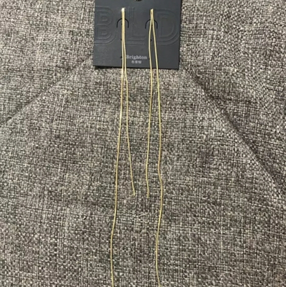 Long Drop Golden Earrings - Picture 5 of 7